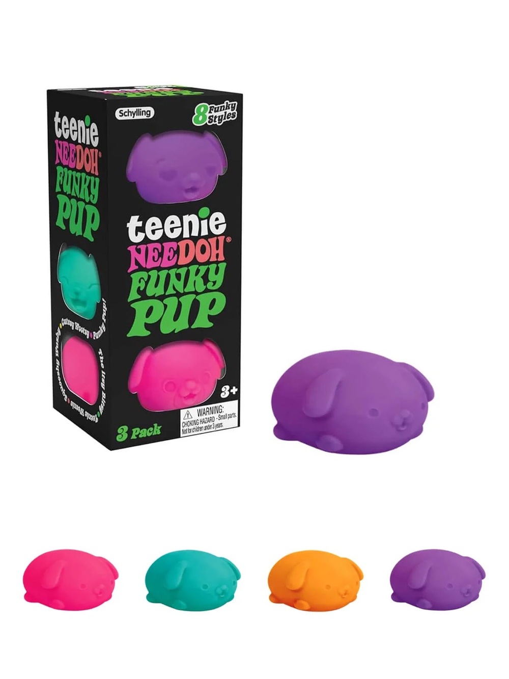 NeeDoh Funky Pup Teenie 3-Pack Dog Squishy Fidget Toy Set NEW Sealed Rare Colors - Picture 4 of 4